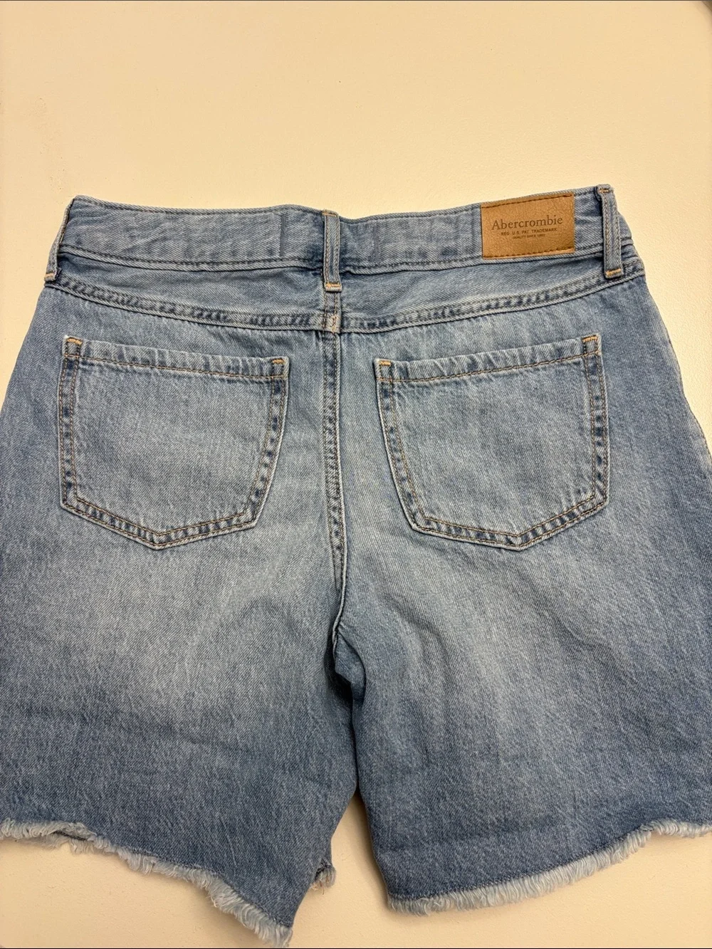 Abercrombie & Fitch Light Blue Distressed Jean Shorts